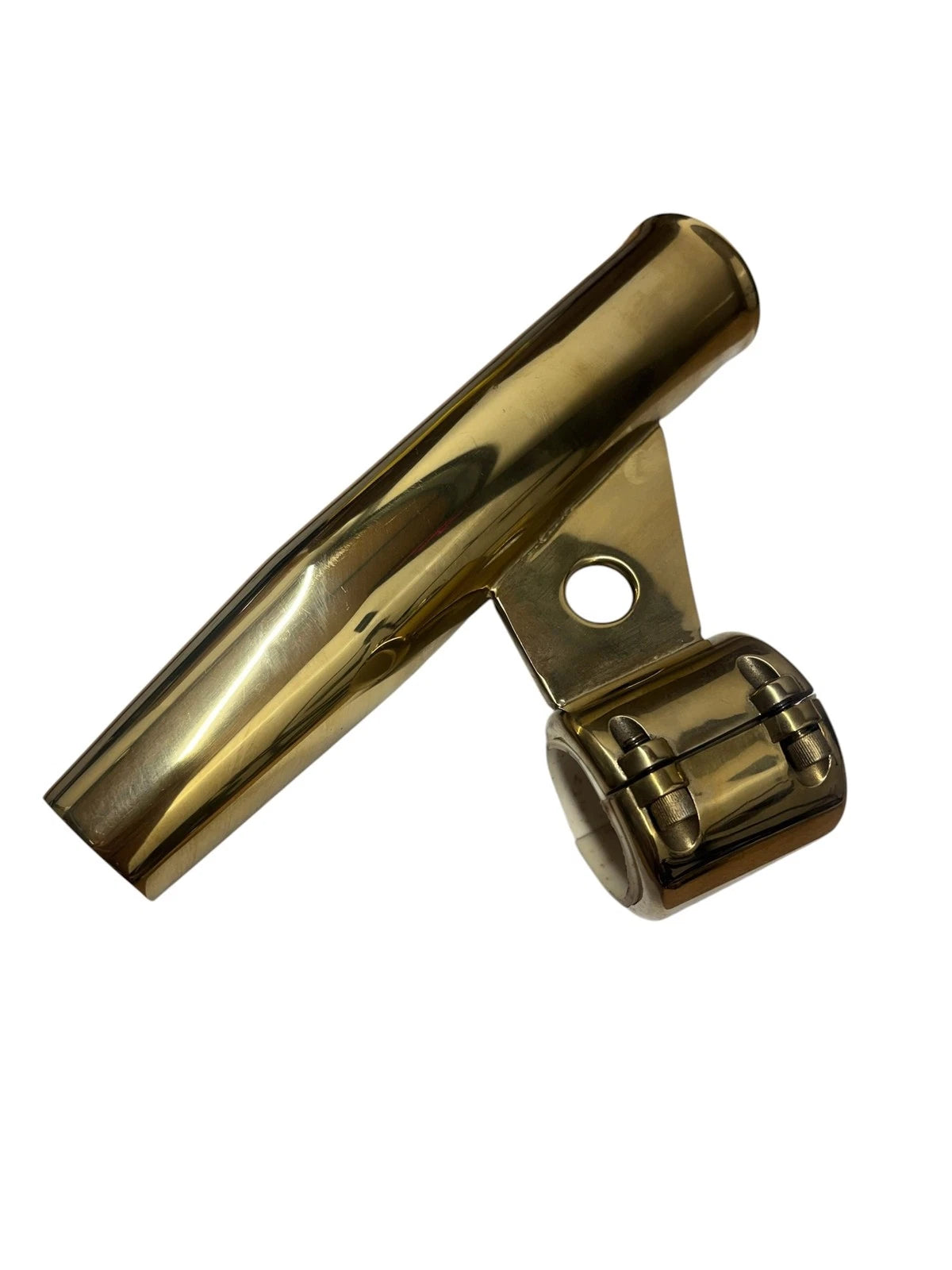 Tigress Gold Stainless Steel Rod Holder for 1 in 3/4 OD Pipe Fixed Angled Mount