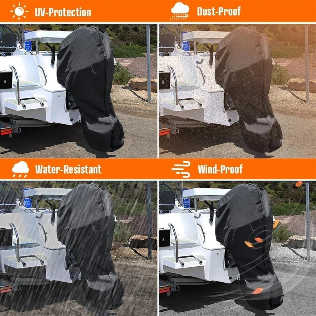 Outboard Engine Cover for 30-60HP Motor (Waterproof, Black)