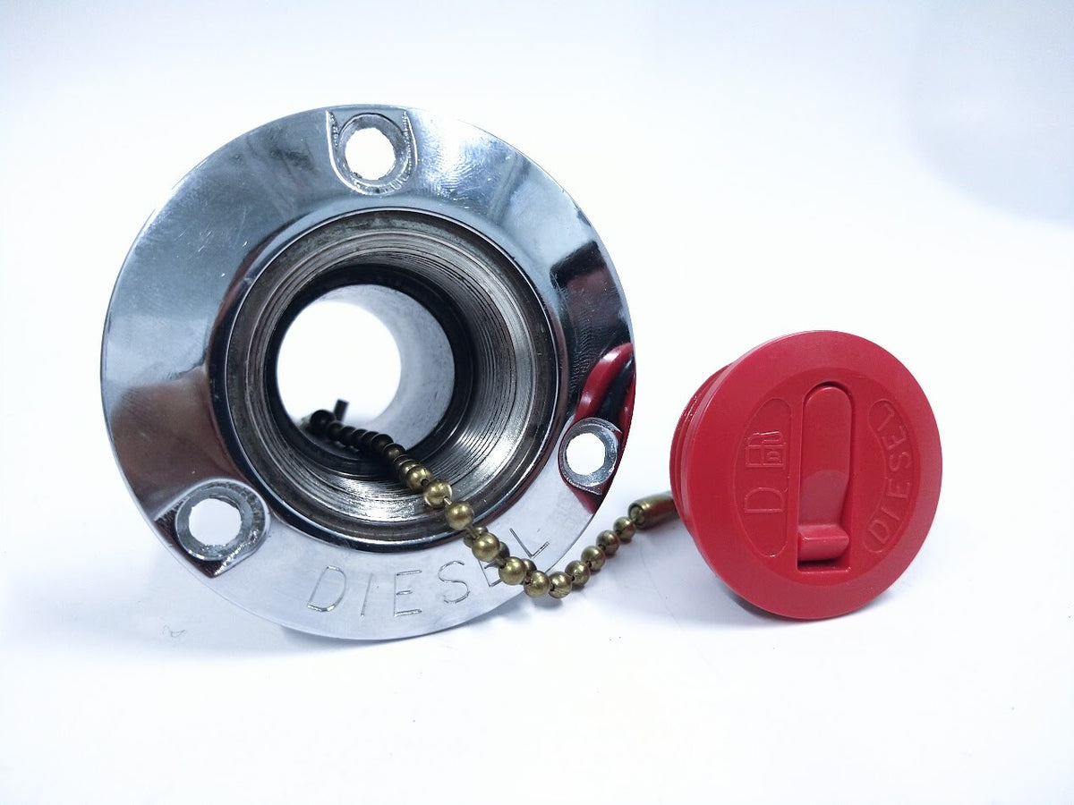 Marine Boat Chrome Diesel Fuel Gas Deck Fill with Keyless Red Cap 2''