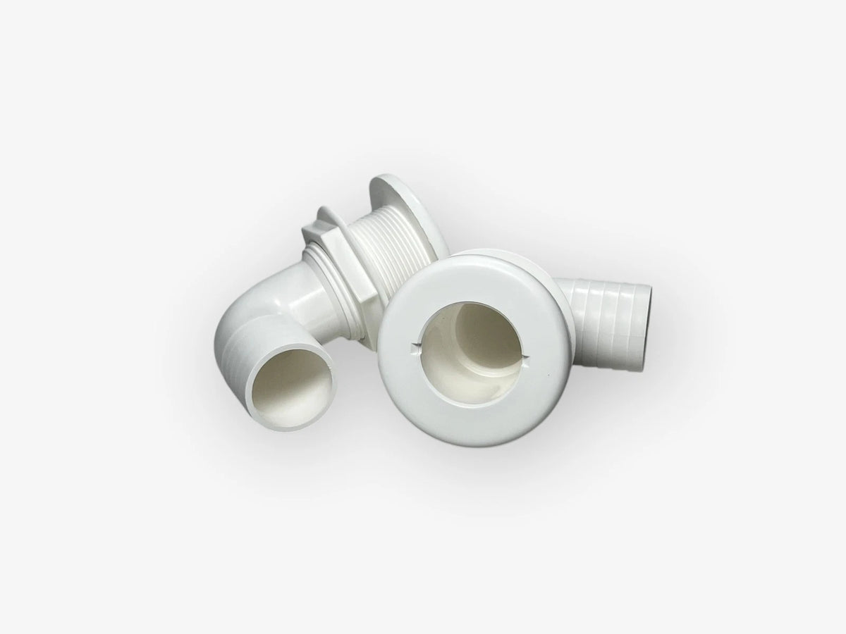 TH Marine TH-1592-B, 1 1/2in Thru Hull, 90 Degree Barbed, White, , 2 Pack