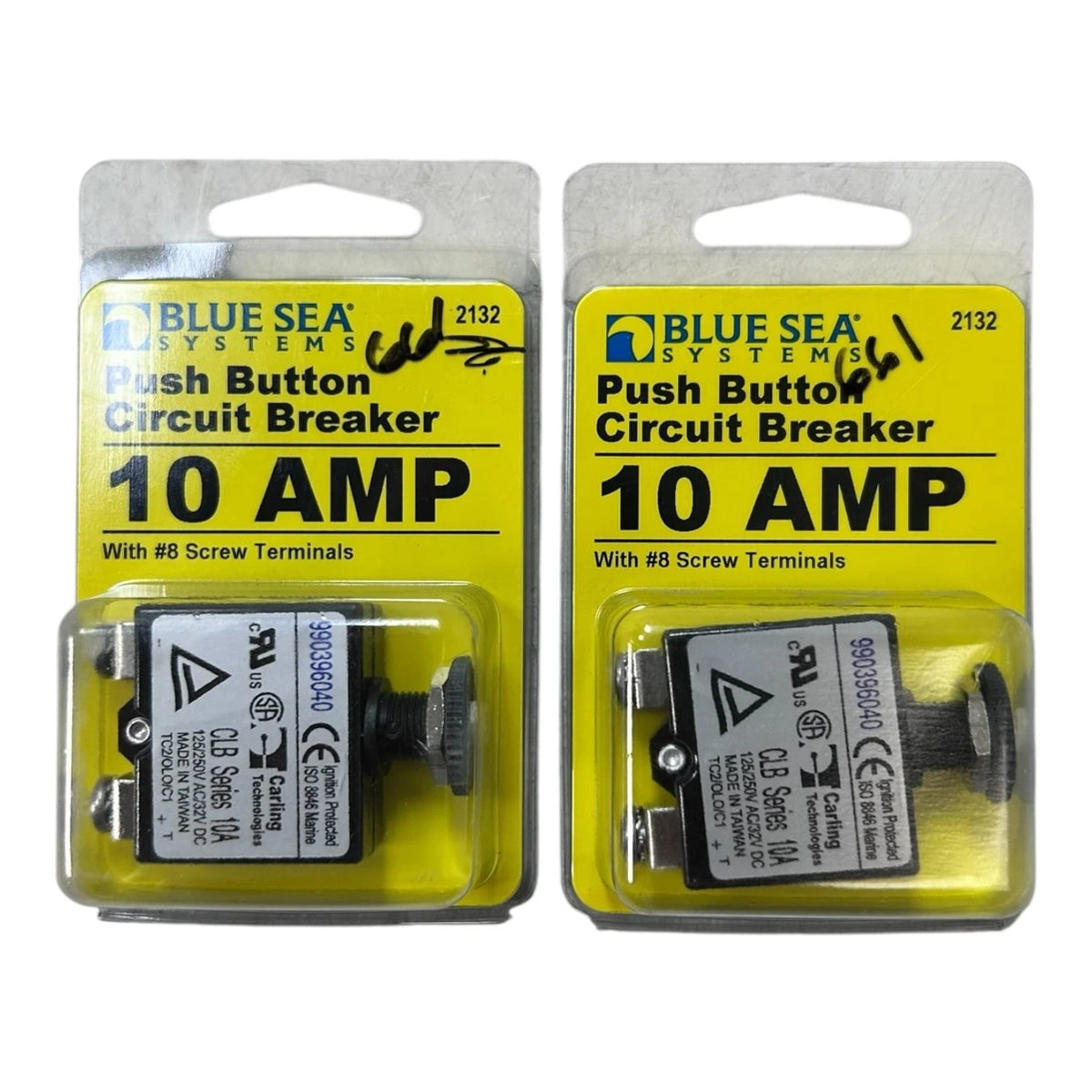 Blue Sea Systems 2132, Push Button Circuit Breaker 10 AMP - 2 Pack