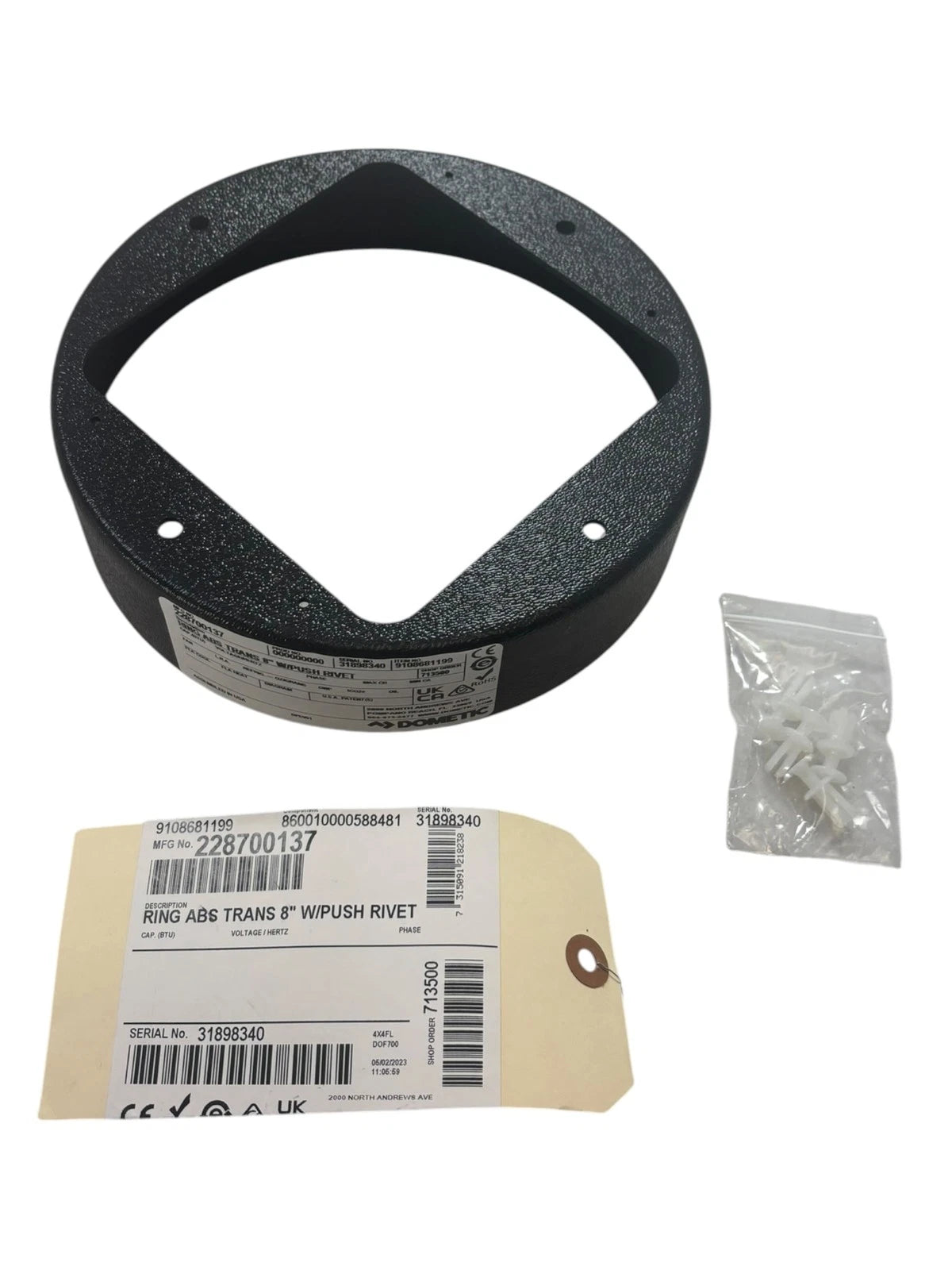 Dometic 228700137, Ring ABS Trans 8'' with Push Rivet
