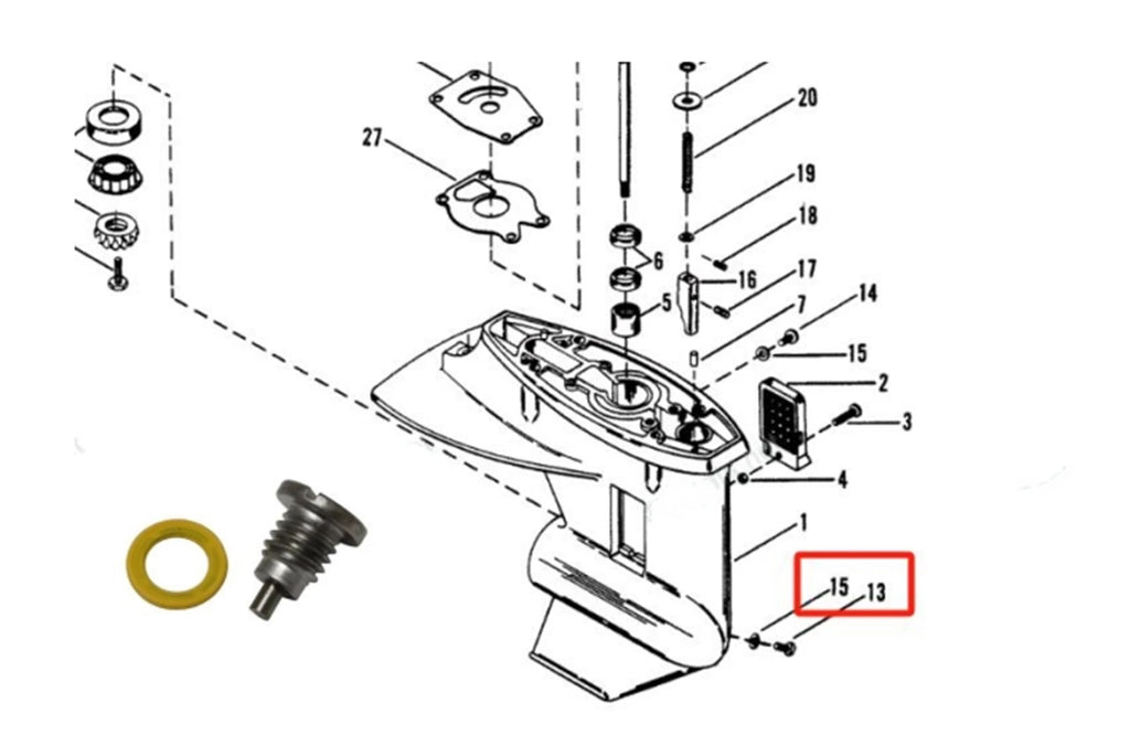 Lower Unit Gear Lube Drain Fill Hole Screw for Mercury Mariner (2Pcs)