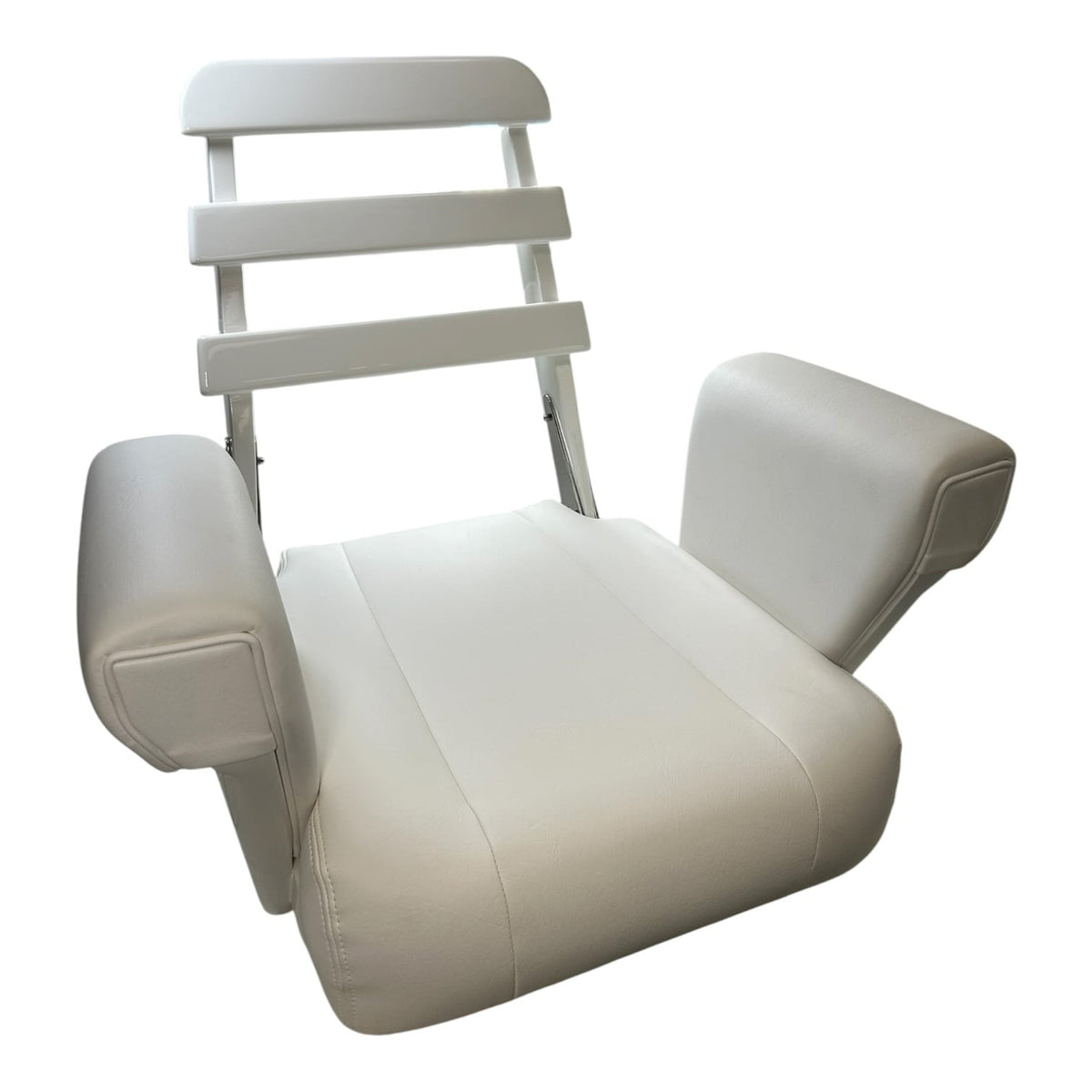 Murray Products White Ladderback Helm Chair with White Cushions -minor Damage