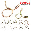 100Pieces Double Wire Spring Hose Clamps Fuel Line Hose Tube Clips Assortment