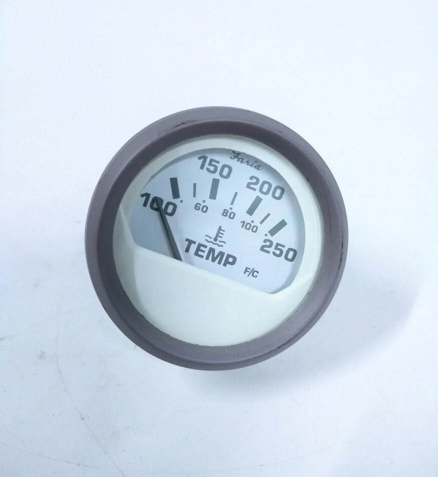 Faria GP9148A, White Face & Grey Bezel 100 - 250 Temperature Gauge