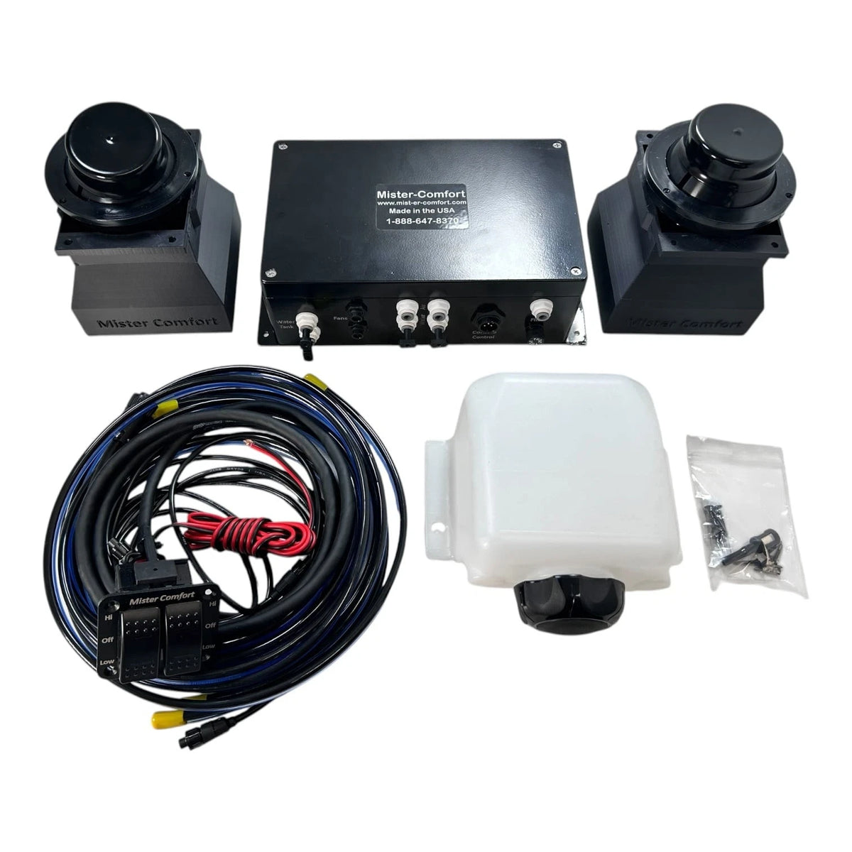 Mister-Comfort 2500, Next Gen Fan Mist Cooling System with Switch Panel & Reservoir