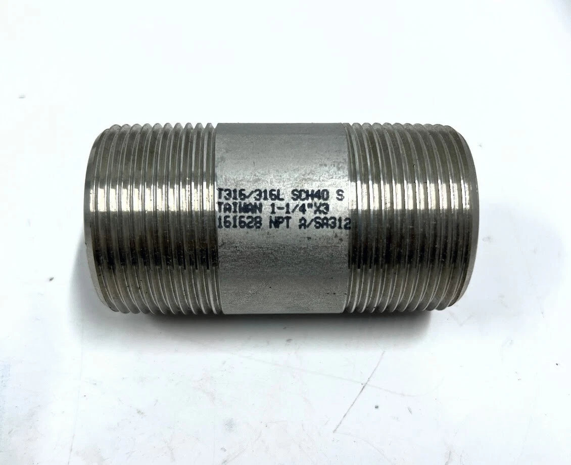 McMaster-Carr 4548K245, 316/316L Stainless Steel Pipe, 1-1/4 NPT, 3in Long