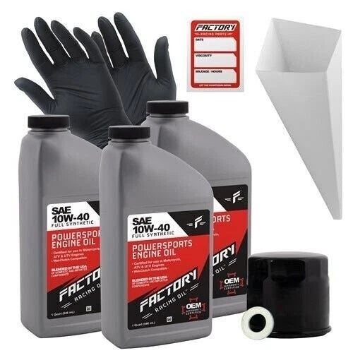 Factory Racing Parts 10W40 3Qt Oil Change Kit for Kawasaki KAF820 Mule Pro