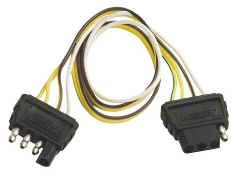 4 Way Flat Double Ended Wire Harness 2Ft Long Extension Car & Trailer Ends