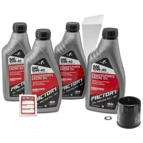 Factory Racing Parts 10W-40 4qt Oil Change Kit Fits Kawasaki Ninja Versys Vulcan