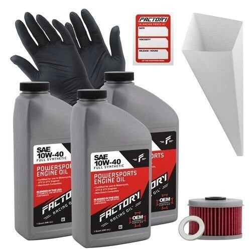 Factory Racing Parts 10W-40 3Qt Oil Change Kit for Honda ATC250ES TRX420 TRX500