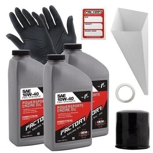 Factory Racing Parts SAE 10W-40 3qt Oil Change Kit Fits Kawasaki KVF300 VN1500
