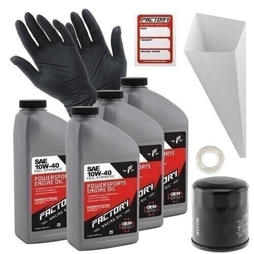 Factory Racing Parts 10W-40 4qt Oil Change Kit Fits Kawasaki Ninja, Vulcan